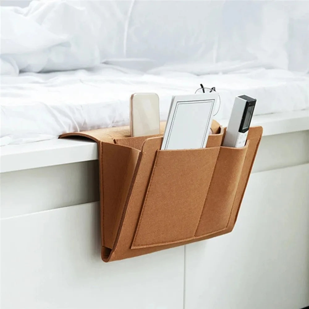 Baby Bed Hanging Organizer Felt Storage Pockets for Couch Bedside Remote Control Toy Storage Solution Nursery Caddy
