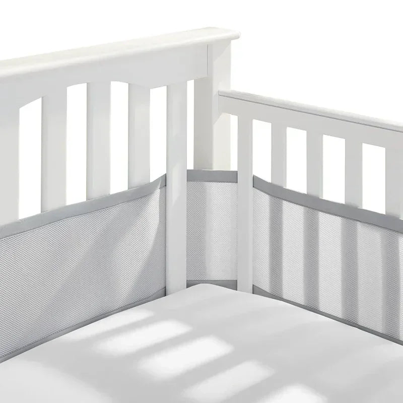 Baby Bed Bumper Guard Breathable Mesh Crib Rail Protector for Toddlers, Washable Safety Padding for Crib Bed Rails