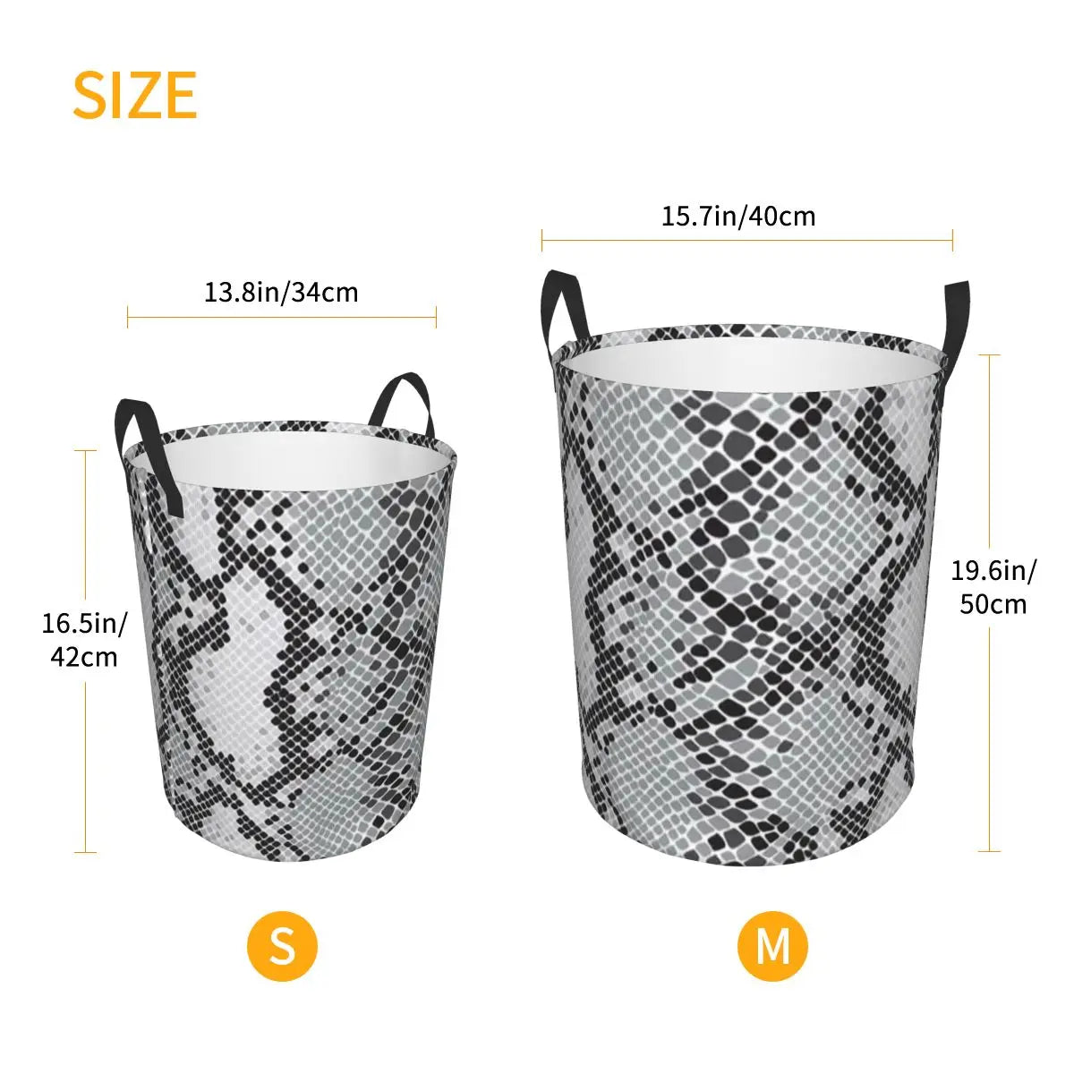 Gray Snake Skin Animal Print Foldable Laundry Baskets Dirty Clothes Sundries Storage Basket Large Waterproof Box