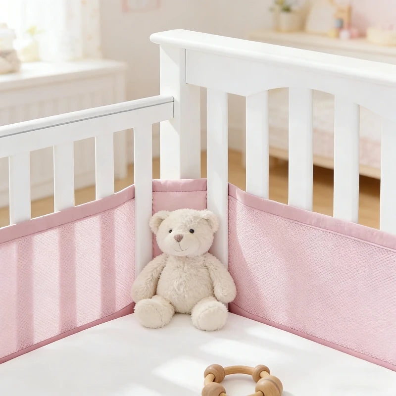 Baby Bed Bumper Guard Breathable Mesh Crib Rail Protector for Toddlers, Washable Safety Padding for Crib Bed Rails