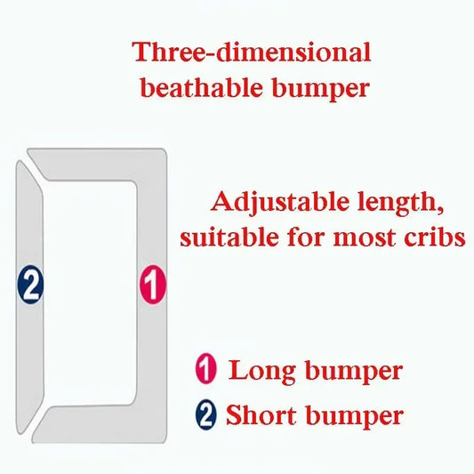 Baby Bed Bumper Guard Breathable Mesh Crib Rail Protector for Toddlers, Washable Safety Padding for Crib Bed Rails