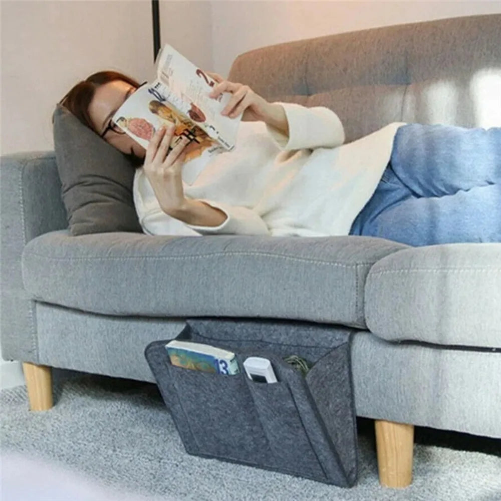 Baby Bed Hanging Organizer Felt Storage Pockets for Couch Bedside Remote Control Toy Storage Solution Nursery Caddy