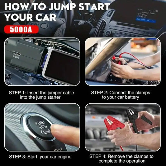 Portable Car Jump Starter 5000A Peak 12V For Gas Vehicles