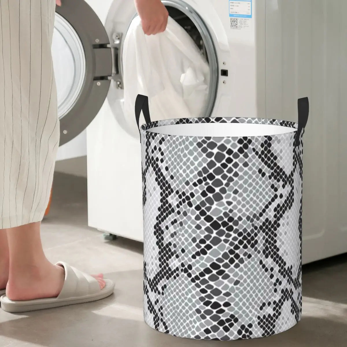 Gray Snake Skin Animal Print Foldable Laundry Baskets Dirty Clothes Sundries Storage Basket Large Waterproof Box
