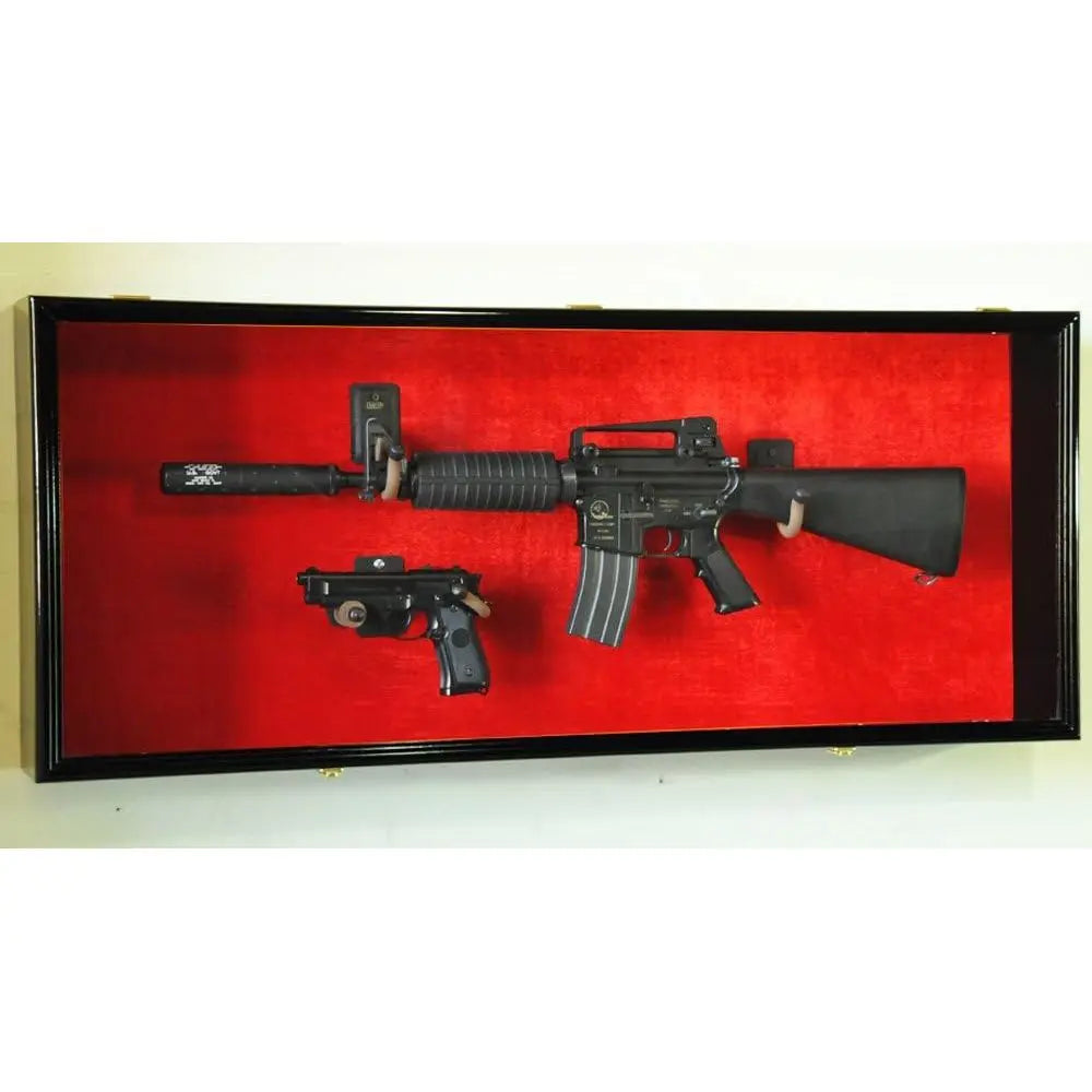 Walnut UV-Protected Lockable Wall Mounted Handgun Display Cabinet
