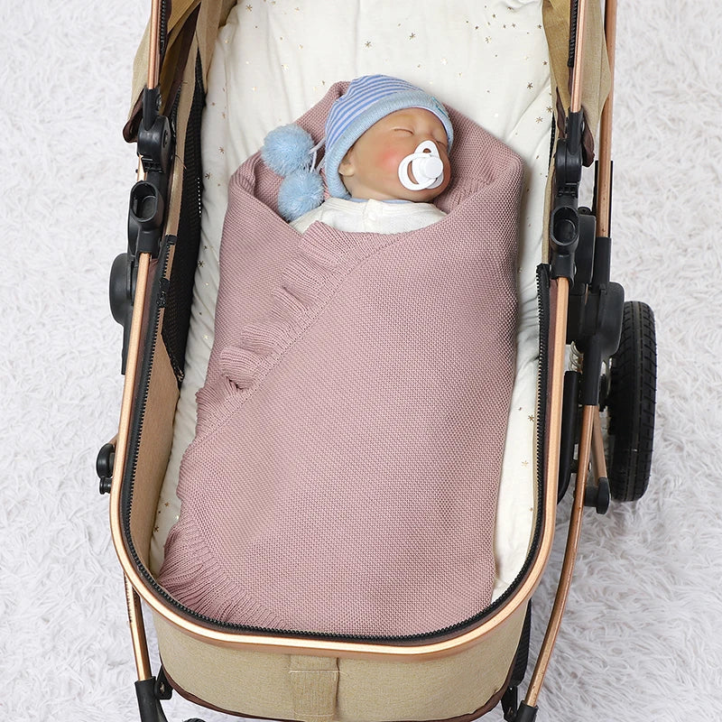 Dual-Use Baby Blankets Newborn Infant Kids Boys Girls Solid Knit Stroller Nursery Travel Bed Cradle Quilts 90*70cm Receiving Mat