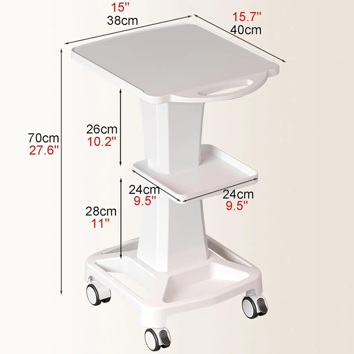 Medical Cart Rolling Esthetician Cart With Armrest Mobile Hairstylist Tray With Storage Versatile Utility Cart For Physiotherapy